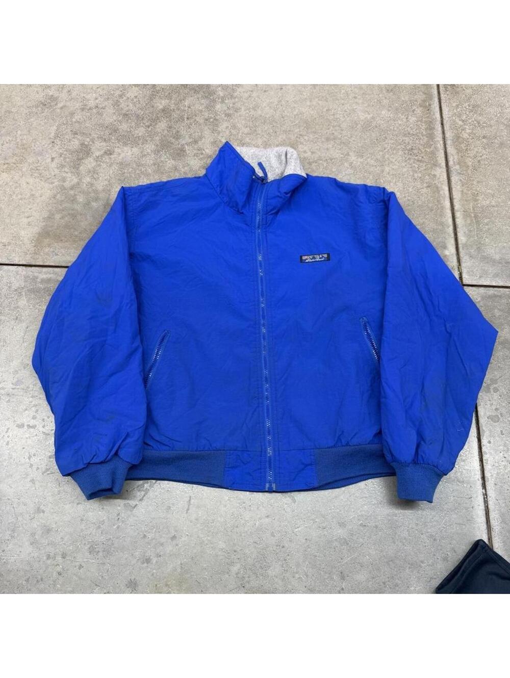 vintage eddie bauer royal blue zip up warm up bomber jacket size large